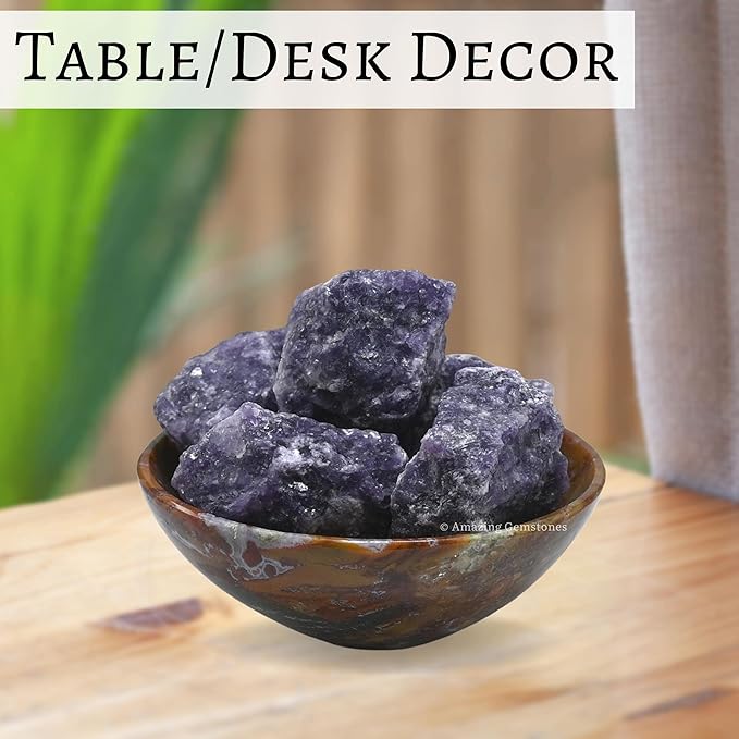 Amazing Gemstone Lepidolite Raw Crystals and Healing Stones, Natural Rocks for Tumbling and DIY Raw Stones and Crystals (5 Pieces)