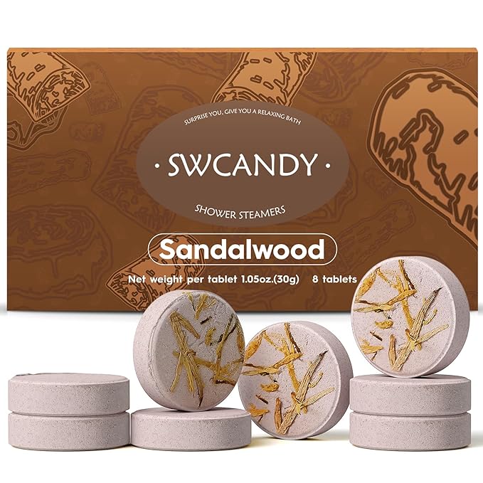 Aromatherapy Shower Steamers Birthday Day Gifts Sandalwood - Swcandy 8 Pcs Bath Bombs Birthday Gifts for Women, Shower Bombs with Essential Oils, Relaxation Home SPA for Women Who Has Everything