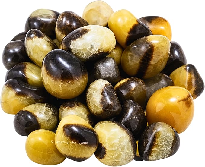 Amazing Gemstone Septarian Crystals and Healing Stones Tumbled - 1000+ Carats Septarian Stone, Natural Healing Stones for Energy Balance, Stress Relief - Premium Polished Gems Rocks for Meditation