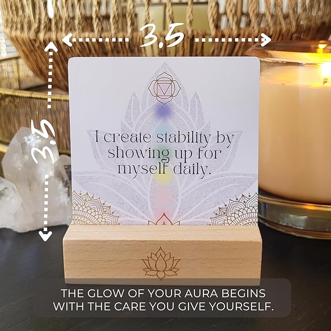 Aura Chakra Affirmations & Ritual Deck: 57 Daily Mindfulness & Meditation Activity Cards | Balance Mind, Body & Spirit | Wellness Self-Care Gift for Women - Stand and Pouch