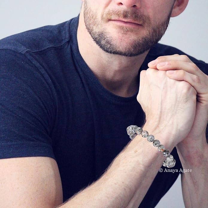 Energy Protection Crystal Handmade Adjustable Bead Bracelet Perfect for Men, Women’s Gift - Gemstone Healing Stretch Bracelet Pulsera Para Hombre Mujer Stocking Stuffer