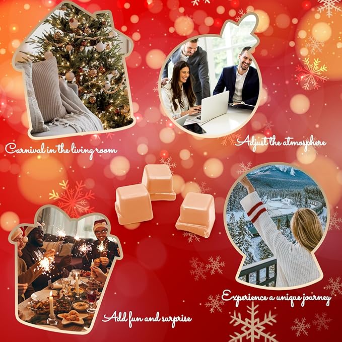 Christmas Scented Wax Melts, Holiday Scented Wax Melts, Strong Scented Soy Wax Cubes/Tarts for Warmer, Candle Wax Melts for Home, Mistletoe, Christmas Wreath, Cranberry, Gingerbread,8x2.5oz