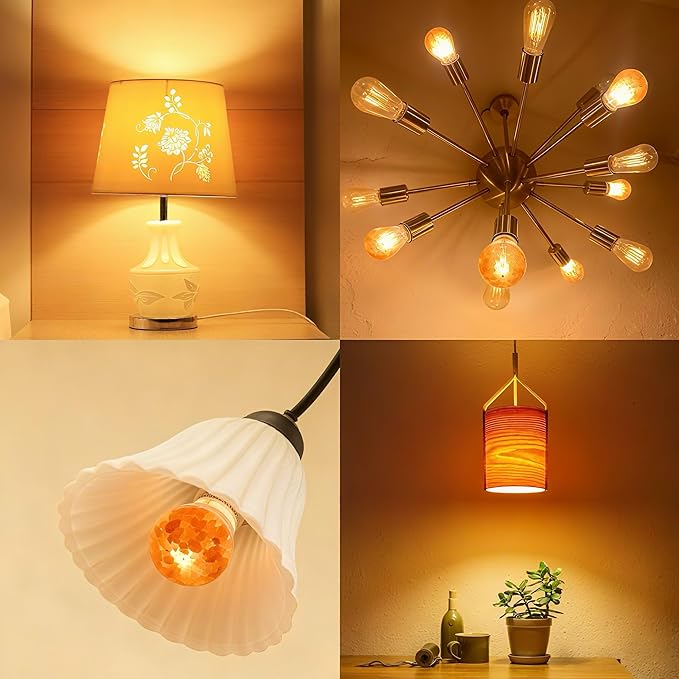 3W LED Salt Lamp Light Bulbs E26 LED Bulb 2200K Warm Amber Pink Night Light Bulbs,G45 Himalayan Salt Light Bulb,Non-dimmable for Mood Decorative Lighting,Living Room,Bedroom -2pack