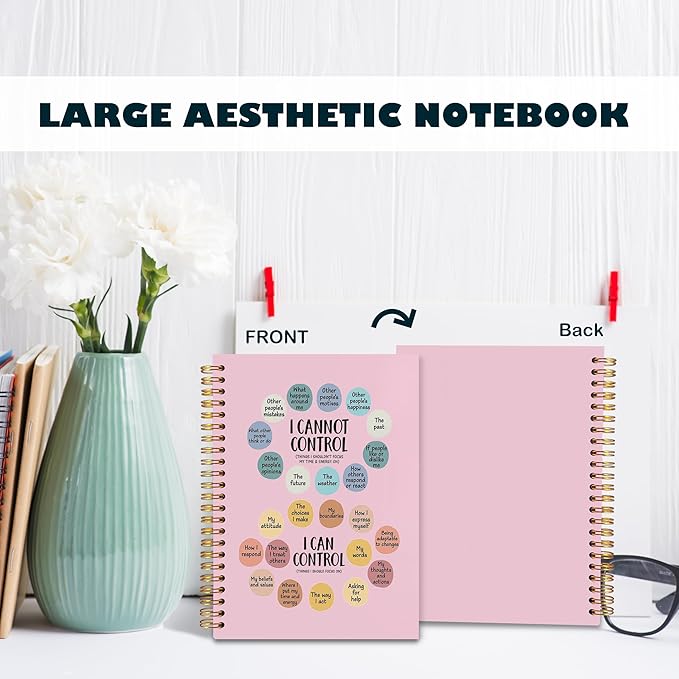 BearCake Notebook Journal, Blue Floral Notebook for Women,Journal for Women, Aesthetic Office Supplies Hardcover Spiral Notebook 5.5x8.3 643