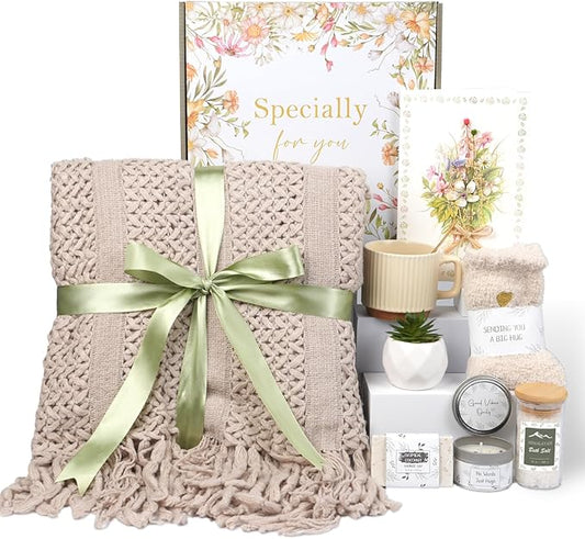 Get Well Gifts for Women - Feel Better Gift Baskets for Women After Surgery, Cancer Care Gifts for Friend, Sick Chemo Care Package, Encouraging Thinking of You Wellness Box For Her, Hug in A Box Gift
