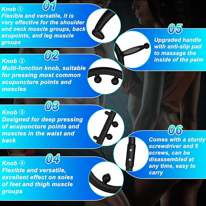 KEINE MARKE Trigger Point Massage Tool, Back Massage Tool, Pressure Point Massage Tool, Handheld Back, Neck, Shoulder, Leg and Feet Massage Hook for Men & Women (Classic Black)