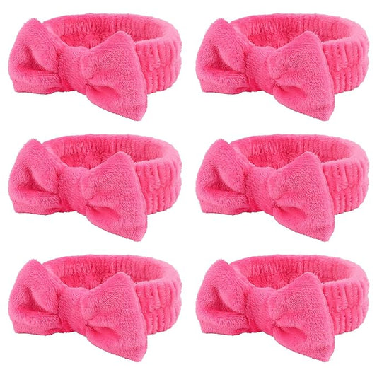 Casoty 6 Pcs Spa Headbands, Hair Holder for Washing Face, Soft Coral Fleece Makeup Headband for Washing Face, Bow Hair Bands, Skin Care Headband for Face Washing Shower Skin Care Yoga