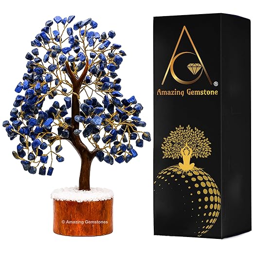 Amazing Gemstone Crystals and Healing Stones Birthday Gifts for Women - Lapis Lazuli Crystal Tree of Life Home Decor Stocking Stuffers, Bookshelf, Room, Meditation Gift for Dad Unique Birthday Gifts