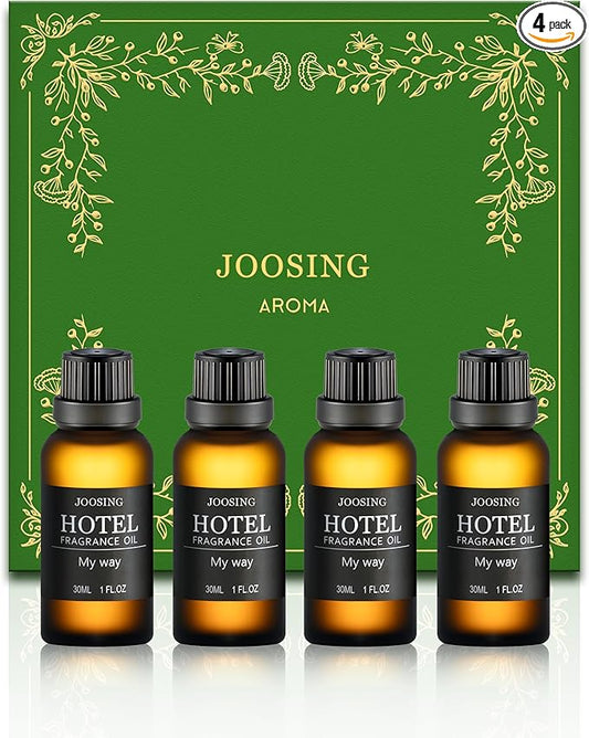 Hotel Diffuser Oils Gift Set, Joosing Hotel Scent Essential Oils 4 x 30ml Large Bottles (4 Fl Oz Total), Premium Fragrance Oil No. 10011 My Way for Le Labo Aromatherapy Diffusers and Humidifiers