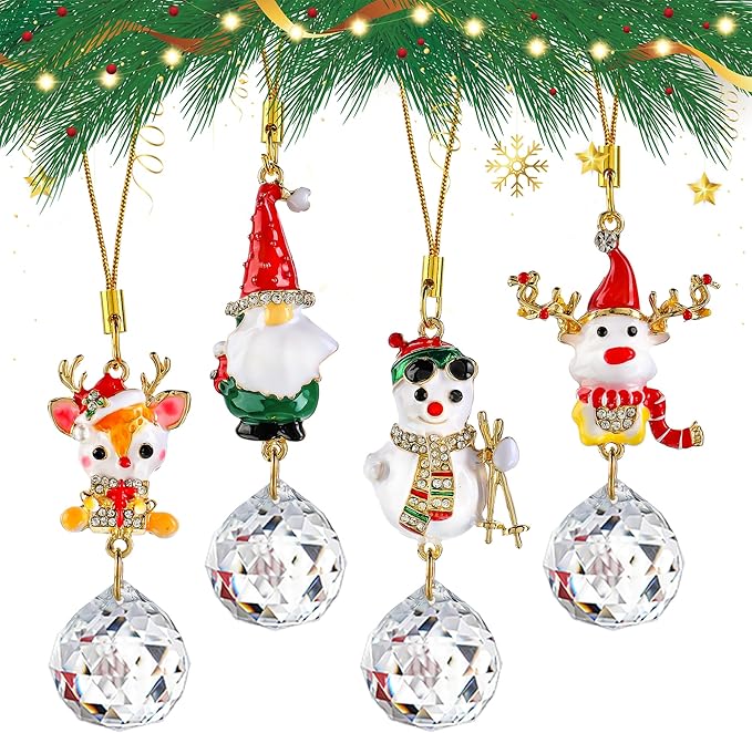 H&D HYALINE & DORA Christmas Ornaments Set Christmas Hanging Ornament Pendant Elk Gnome Snowman Ornament for Xmas Tree Home Decor(4 Pack)
