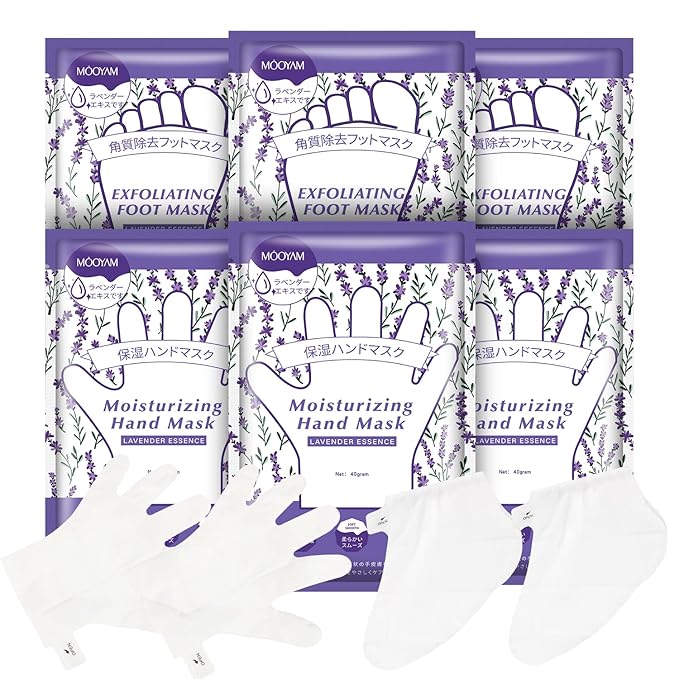 Hydrating Hand Foot Masks Set,3 Pack Glove Mask for Dry Hand,Exofliating 3 Pack Socks Maskfor Peeling Away Dead Skin Calluses（Lavender）