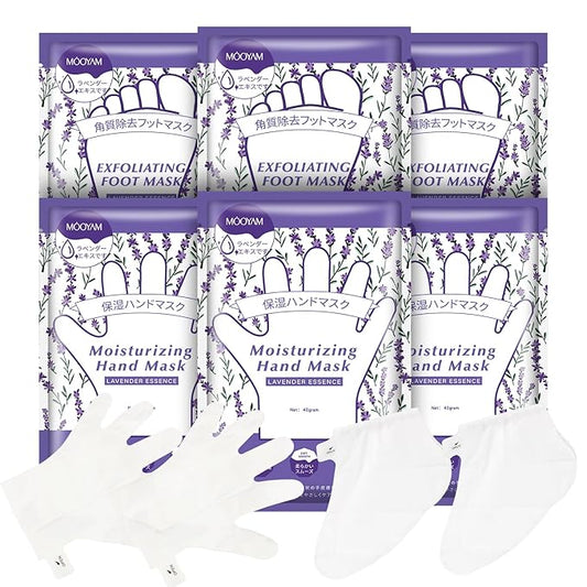 Hydrating Hand Foot Masks Set,3 Pack Glove Mask for Dry Hand,Exofliating 3 Pack Socks Maskfor Peeling Away Dead Skin Calluses（Lavender）