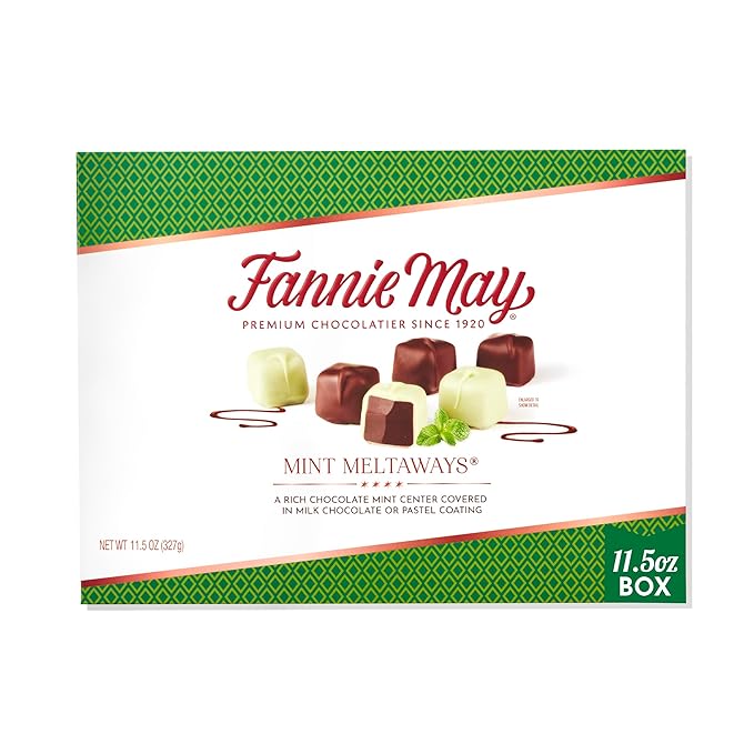 Fannie May, Milk Chocolate Candy, Mint Meltaways, Gift Box, 11.5 oz