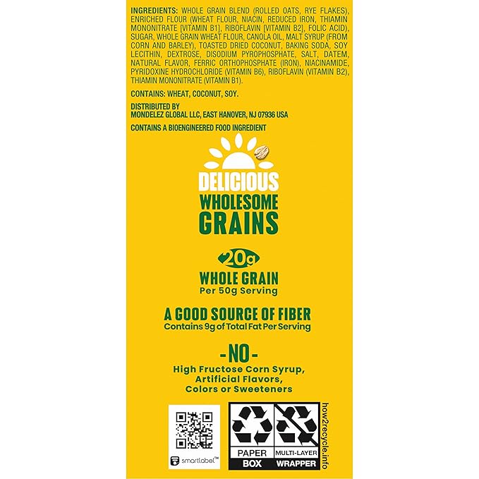 belVita Breakfast Bars Biscuits, Toasted Coconut, 30 Total Packs, 6 Boxes (4 Biscuits Per Pack)