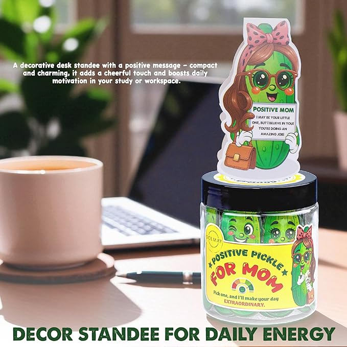 Motivational Pickle Jar for Mom – 60 Affirmations & Positive Quotes | Funny Gift Idea for Mothers, Adults, College Girls | Self Care, Positive Cards, Just Because Gift, Cute Desk Decor