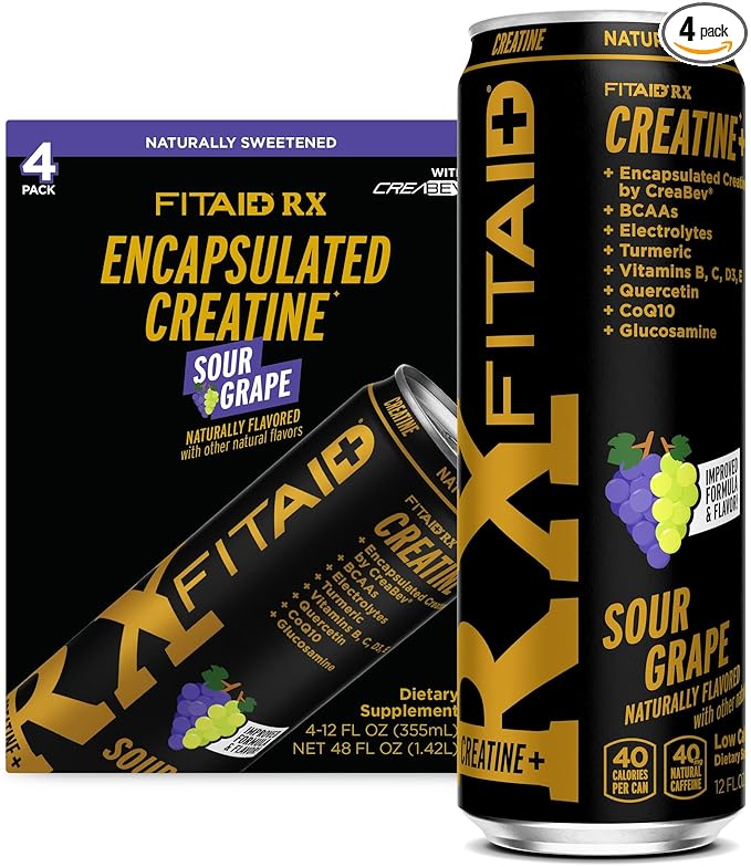 LIFEAID FITAID RX Recovery Blend Plus Creatine, BCAAs, Glucosamine, Electrolytes, 100% Clean, Paleo, Vegan and Gluten-Free, 12 Fl oz. cans (Pack of 4)