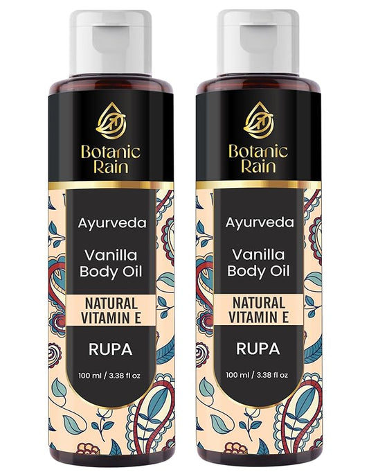 Ayurveda Vanilla Body Oil, Organic, Nourishing, & Hydrating Moisturiser for Dry, Flaky Crepey Skin - Fast Absorbing, Non-Greasy, Ayurvedic for Women & Men – 3.38 fl oz (2)