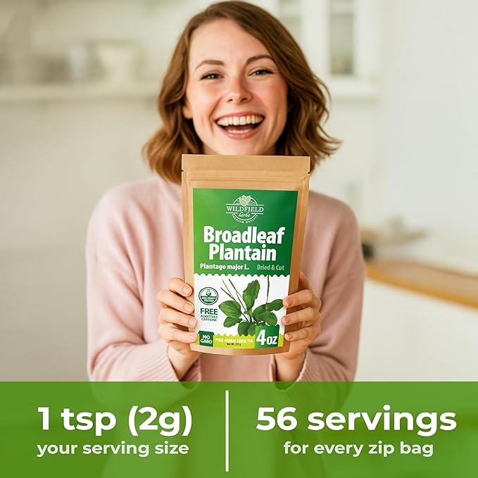 4 oz. Broadleaf Plantain Leaf Herb Tea Dried Plaintains Leaves (Plantago Majoris Folia) - 113g Greater Plantain Leaf Tea Llanten