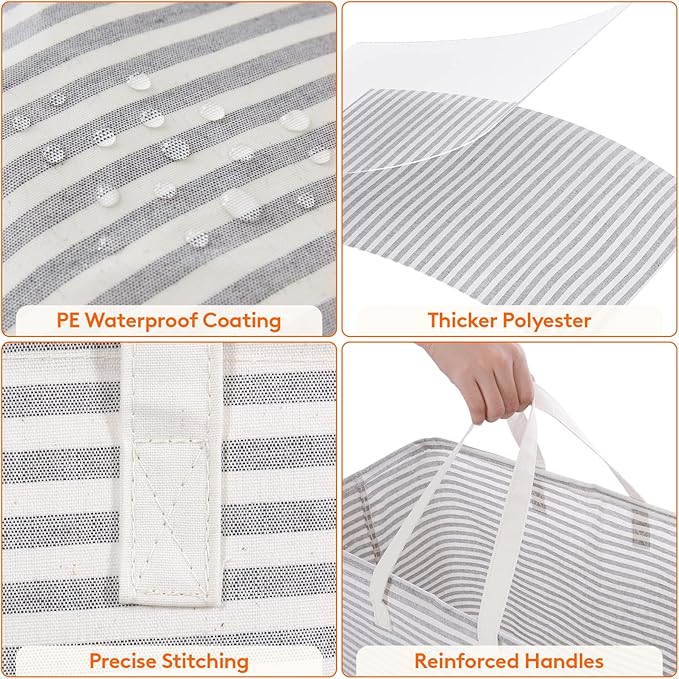 Lifewit 2 Pack Laundry Hamper Large Collapsible Laundry Baskets, Freestanding Waterproof Clothes Hamper with Easy Carry Handles in Laundry Room Bedroom Bathroom College Dorm for Adults, Gray, 2 x 100L