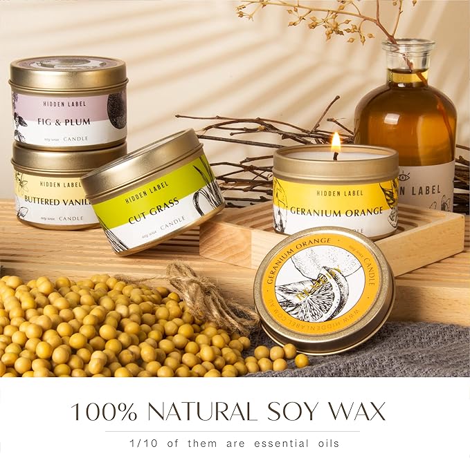 Hidden Label Fall Candles Set, 4 Pack Candle for Home Scented Aromatherapy Candle Gift Set for Women | Stress Relief | Meditation | Yoga | SPA | Bath, Autumn Candle Set