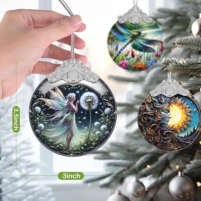 Christmas Ornament, 2025 Ornaments for Christmas Tree, Stained Glass Hanging Ornament, Holiday Ornaments, Unique Gift Idea - Fairy