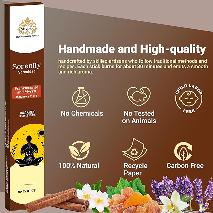 Aromatic Incense Sticks Gift Set – 120 Natural & Non-Toxic Incense Sticks | 6 Soothing Scents | Home, Meditation, Relaxation & Yoga | Free Incense Holder | Inciensos - Gifts for Women