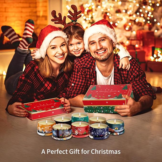 Christmas Candles Gifts for Women, Primevolve Scented Candles Set for 12 Bulk Home Aromatherapy, Strongly Fragrance Long Lasting Portable Travel Tin for Spa Bath Yoga