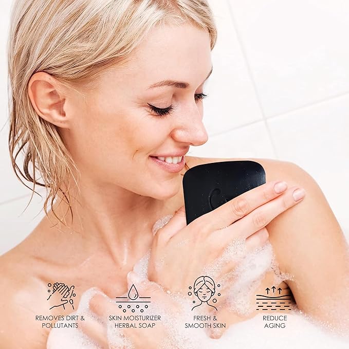 HERBOGANIC African black soap with cocoa butter and Vitamin E Herbal Soap | Pack of 6 of 5oz soap Bar | Ideal for Men and Women, Soothing and Nourishing Soap for Moisturization