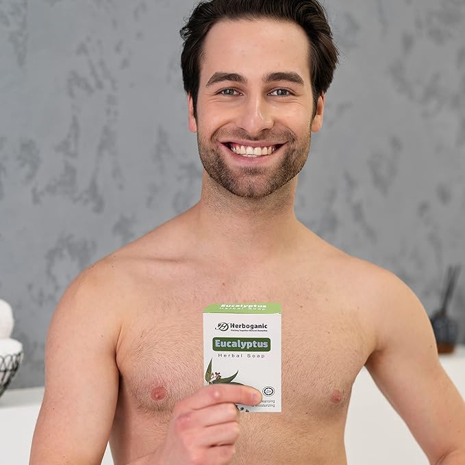 HERBOGANIC Eucalyptus Herbal Soap | Pack of 6 of 5oz soap Bar | Ideal for Men and Women, Soothing and Nourishing Soap for Moisturization