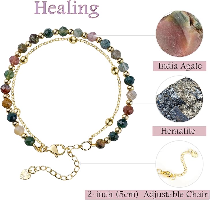 Farfume Crystal Bracelet Beaded Bracelets for Women 4mm Natural Stone Beads Gemstone Handmade Anxiety Jewelry Gifts