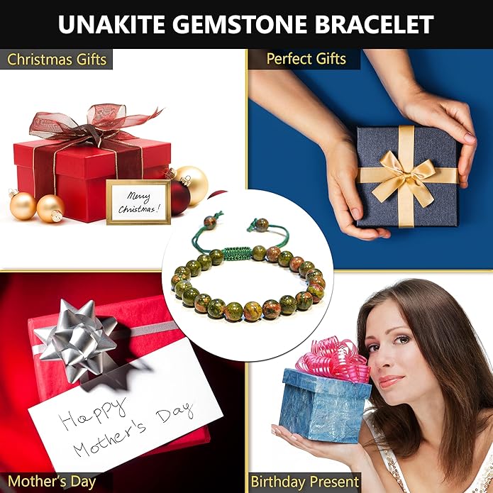 Energy Protection Crystal Handmade Adjustable Bead Bracelet Perfect for Men, Women’s Gift - Gemstone Healing Stretch Bracelet Pulsera Para Hombre Mujer Stocking Stuffer