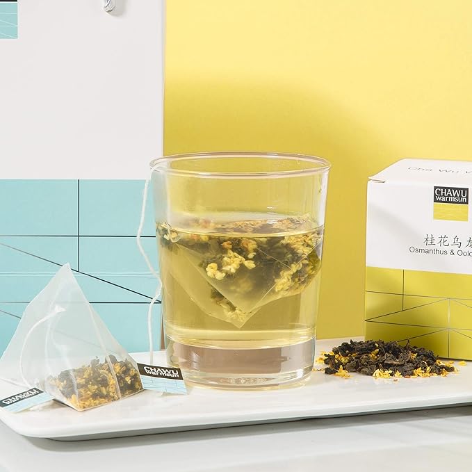 ChaWuWarmSun Osmanthus & Oolong Tea Bags,16 Tea bags,8 Count/Box(Pack of 2),Natural Osmanthus with Light Roasting TieGuanYin Oolong Tea Loose Leaf