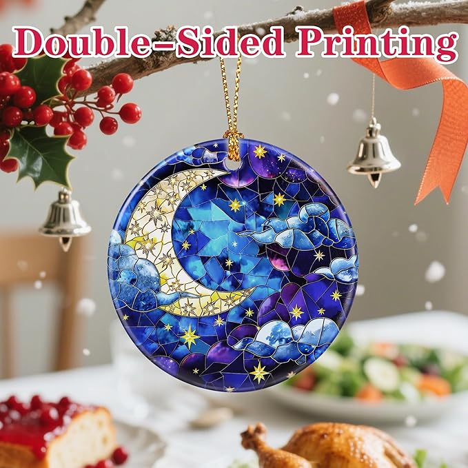 Christmas Ornament, Christmas Decoration, Ceramic-Style Night Sky Ornament, Heirloom Keepsakes, Holiday Ornaments, Holiday Presents, Unique Xmas Gifts, Gift Exchange Ornaments, Gift Idea