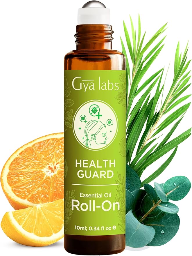Gya Labs Health Guard Essential Oil Roll On - 0.34 Fl Oz - Travel Size Roller for Camping, Skin, Aromatherapy Relief, Convenience