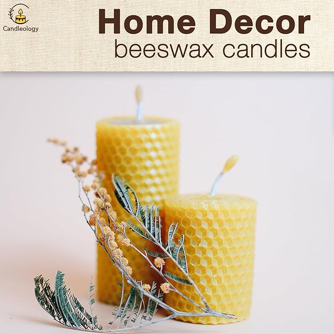 Beeswax DIY Candle Making Kit - Natural Candle Rolling Kit for Beginners with 7 Beeswax Sheets & Multiple Decorations to Make Candles
