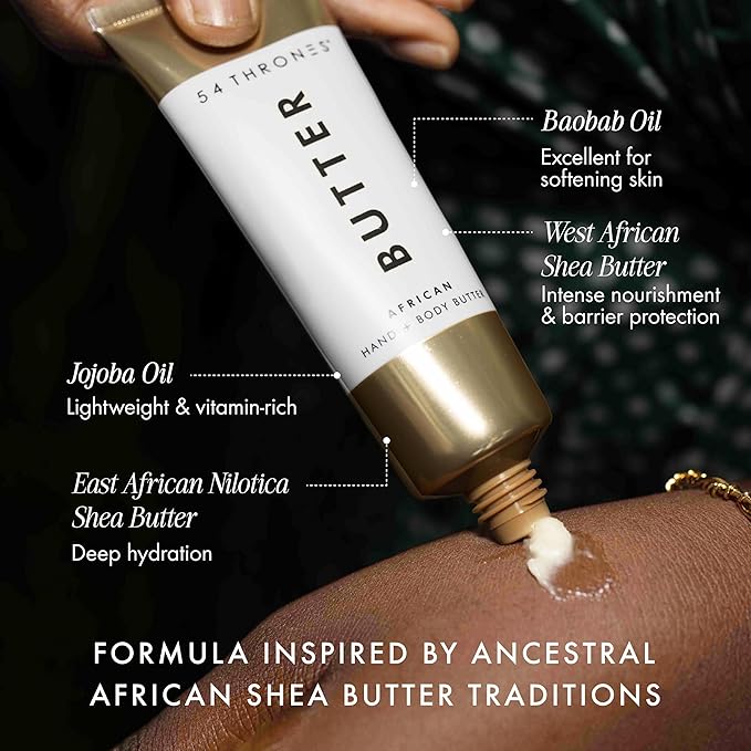 54 Thrones African Beauty Shea Butter, Intensive Dry Skin Support, Moisturizing Body Butter for Women, Moisturizing Body Balm and Cream, Comorian Ylang Ylang + Egyptian Orange Blossom