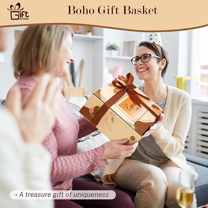 GiftAmaz Boho Gifts for Women, Self Care Gifts Get Well Soon Gift Basket, Include Bohemian Tumbler and Blanket, Fall Western Gift, Unique Birthday Christmas Gifts for Women Friends Wife Mom