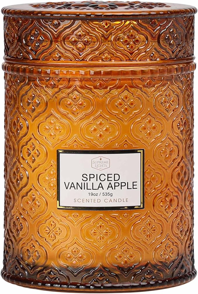 Fall Candle, Apple Vanilla Scent Candles, 19oz Large Candle, Fall Scented Candles Gifts for Women, Thanksgiving Table Centerpiece, Farmhouse Harvest Decorations for Autumn Home Decor