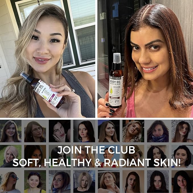 pureSCRUBS Ultra Moisturizing Sandalwood Body Oil Spray For Dry Skin, Massage, Cuticles & More, Organic Blend of Jojoba, Argan, Coconut, Sweet Almond & Avocado Oils Enriched with Vitamin E, Lg 4oz