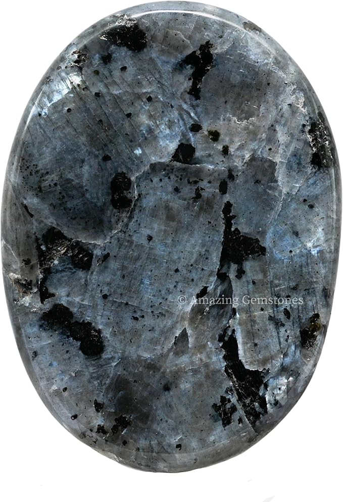 Amazing Gemstone Larvikite Worry Stone Crystals and Healing Stones - Worry Stones for Stress Relief Gifts - Piedra Crystal Fidget for Meditation,Relaxation - Unique Stocking Stuffers & Birthday Gifts