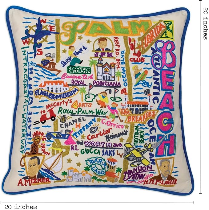 Catstudio Palm Beach Embroidered Decorative Throw Pillow
