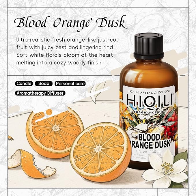 HIQILI Blood Orange Dusk Fragrance Oil for Diffuser, Inspired by Alr-Cologne Or.San-guine, Candle, Soap, Perfume, Spary Making, Citrus Scent, Long-Lasting Aroma - 1 Fl Oz
