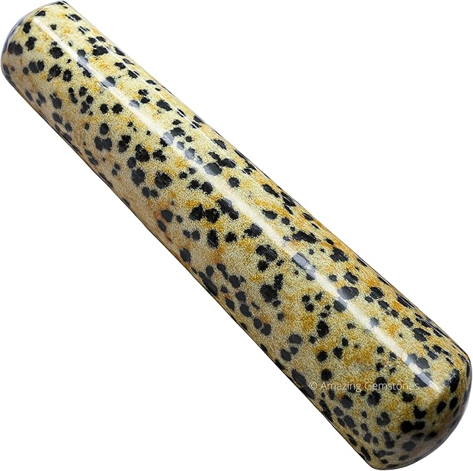 Amazing Gemstone Dalmatian Jasper Crystal Wand Massage Stick - Pelvic Wand Gua Sha for Adults - Crystals and Healing Stones Massage Wands for Adults Gifts (Smooth)