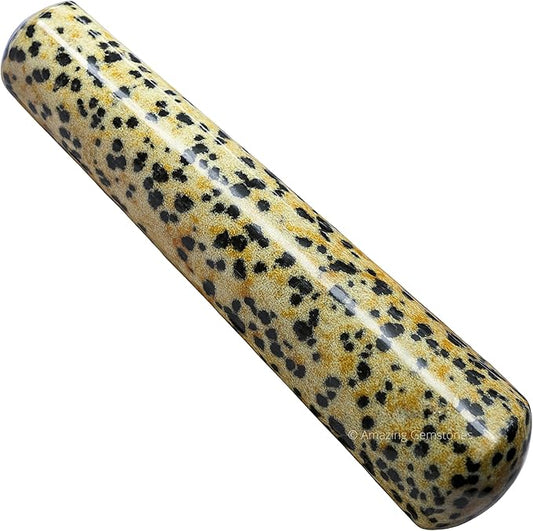 Amazing Gemstone Dalmatian Jasper Crystal Wand Massage Stick - Pelvic Wand Gua Sha for Adults - Crystals and Healing Stones Massage Wands for Adults Gifts (Smooth)