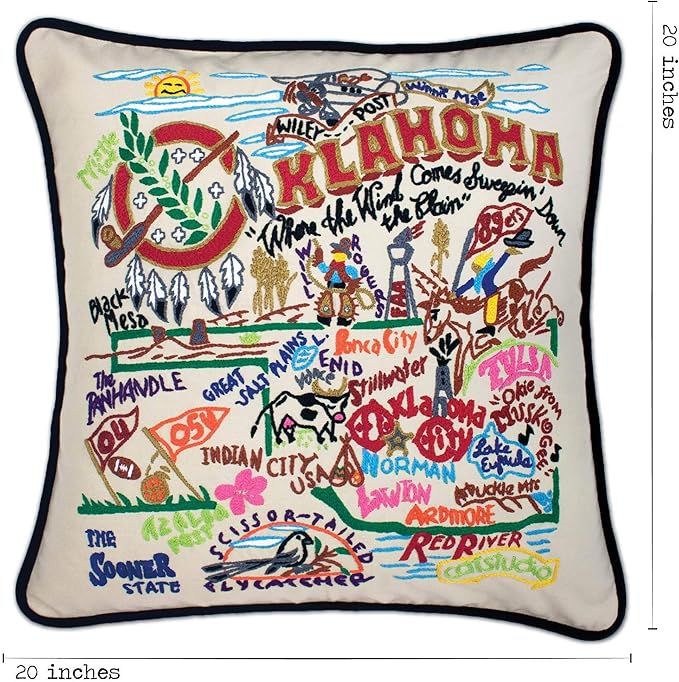 Catstudio Oklahoma Embroidered Decorative Throw Pillow