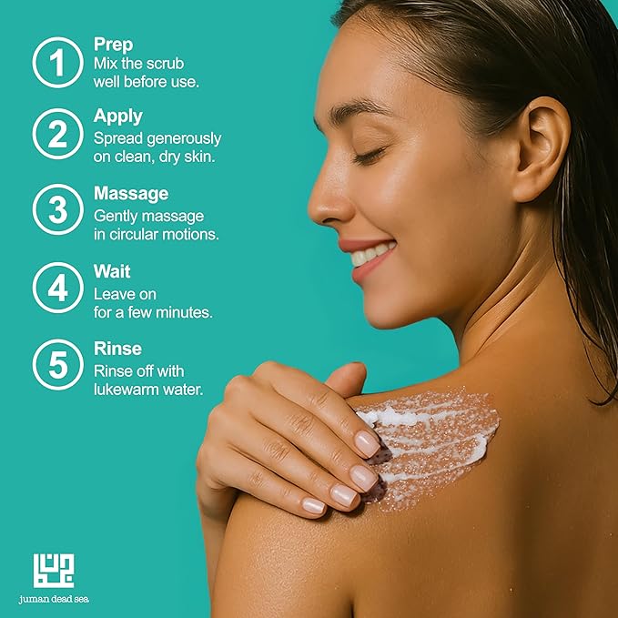 Juman Dead Sea Minerals Premium Aloe Vera & Honey Body Scrub | Gently Exfoliates and Renews Skin | Foam Scrub | SlS & Paraben Free | Vegan | 11.46 Oz