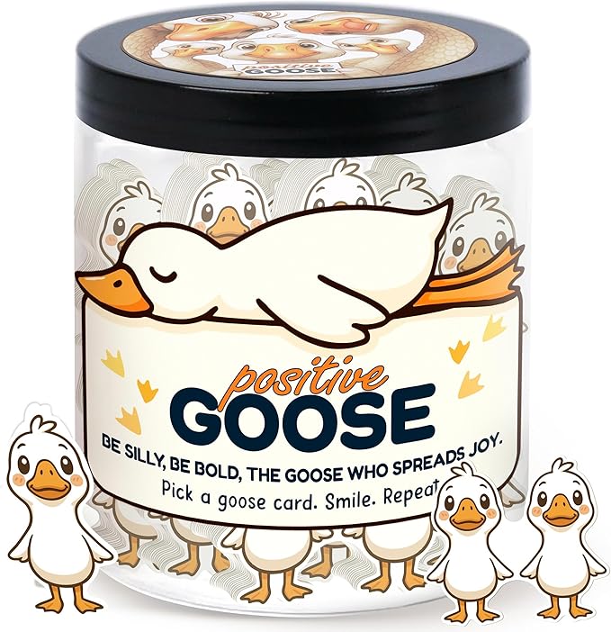 Positive Goose Jar with 60 Affirmation Cards, Emotional Support Goose, Goose Gifts For Women Teens, Desk Goose, Silly Goose, Mental Health Gifts, Funny Gift, Gag Gift