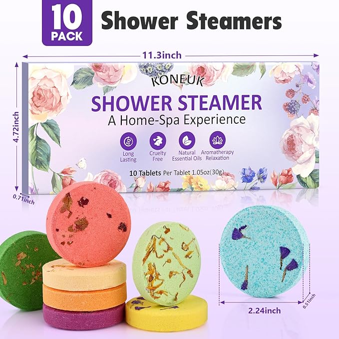 10 Pack Shower Steamers Aromatherapy Gifts for Women, Shower Bombs with Essential Oils, Self Care, Relaxation SPA, Stocking Stuffers and Christmas Gifts