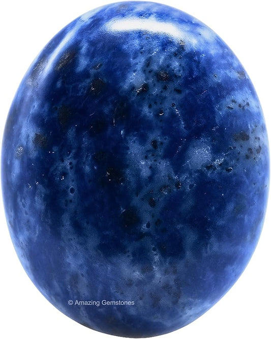 Amazing Gemstone Sodalite Crystals and Healing Stones - Large Palm Stone Crystals Piedra - Crystal for Good Luck, Balanced Positive Energy, Meditation - Unique Stocking Stuffers Gifts for Women, Men