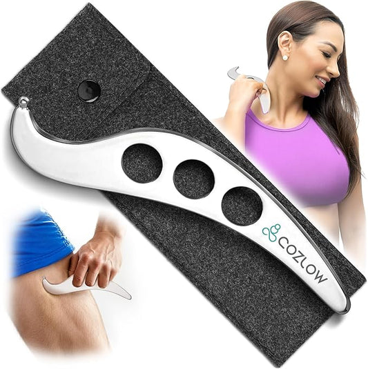 COZLOW Muscle Scraper Tool - Skin Scraping Massage Tool for IASTM Therapy - Deep Tissue Gua Sha for Soft Tissue Mobilization, Fascia & Myofascial Release - Stainless Steel Metal Blade